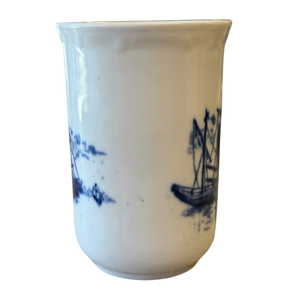 Antique Maddock's Lamberton Works Royal Porcelain Beaker Tumbler Blue Sail Ship - Picture 5 of 8